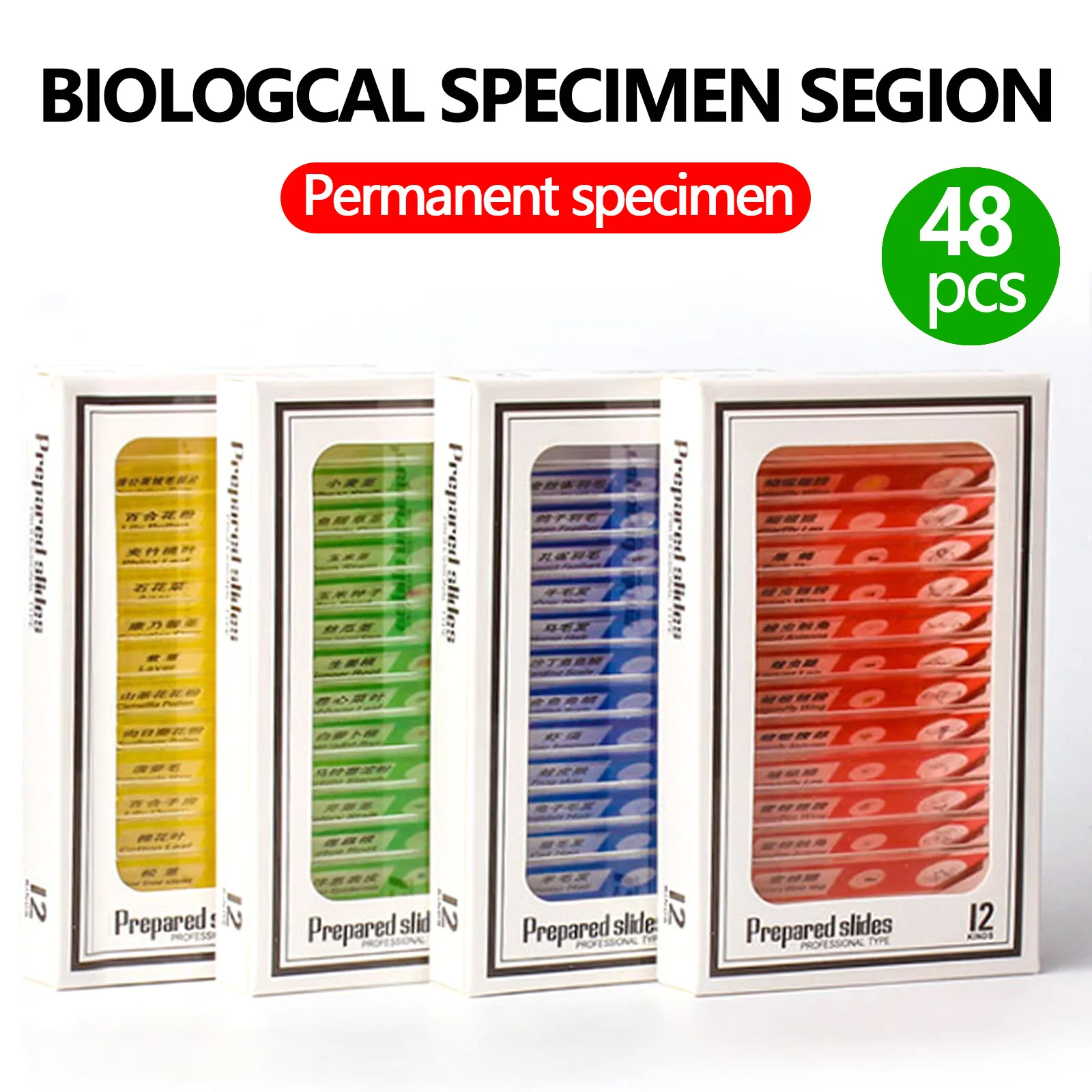 48PCS Plastic Prepared Microscope Slides Insect Animal Plant Biological Specimens Samples for Kids Science Educational Supplies datyson biological microscope zoom 1600 times animal plant blood analysis instrument with 2 mp camera digital electronic eyepiec