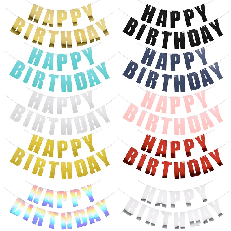 

Happy Birthday Pull Flag Banner DIY Party Decoration Boys Girls Baby Shower Supplies Party Scene Photo Props Party Hanging Banne