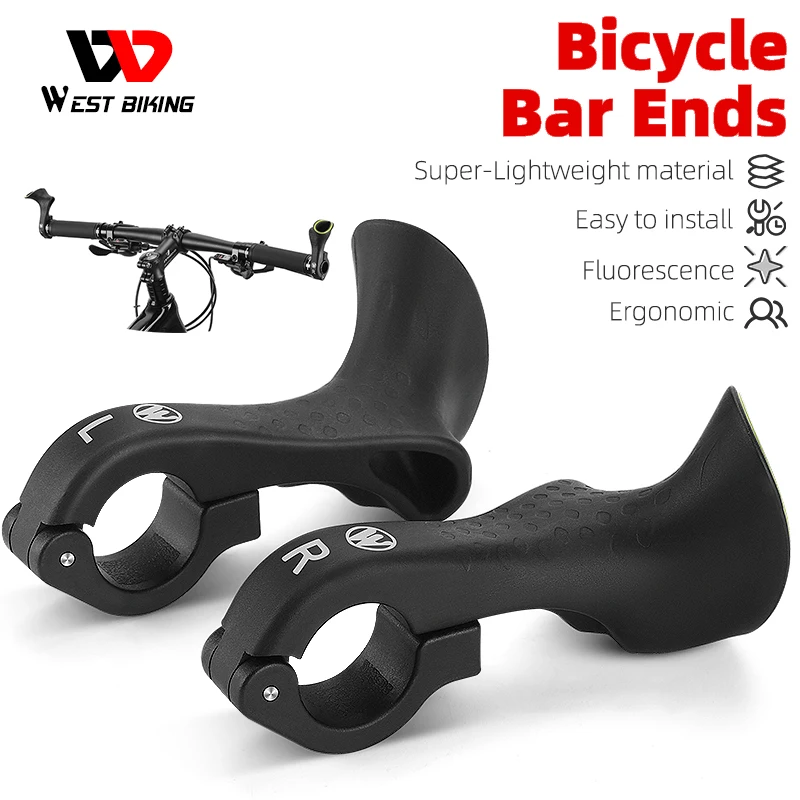 

WEST BIKING MTB Handle Bar Ends Ergonomic 22.2mm Universal Moutain Bike Ultralight Carbon Nylon Fiber Small Auxiliary Handlebar