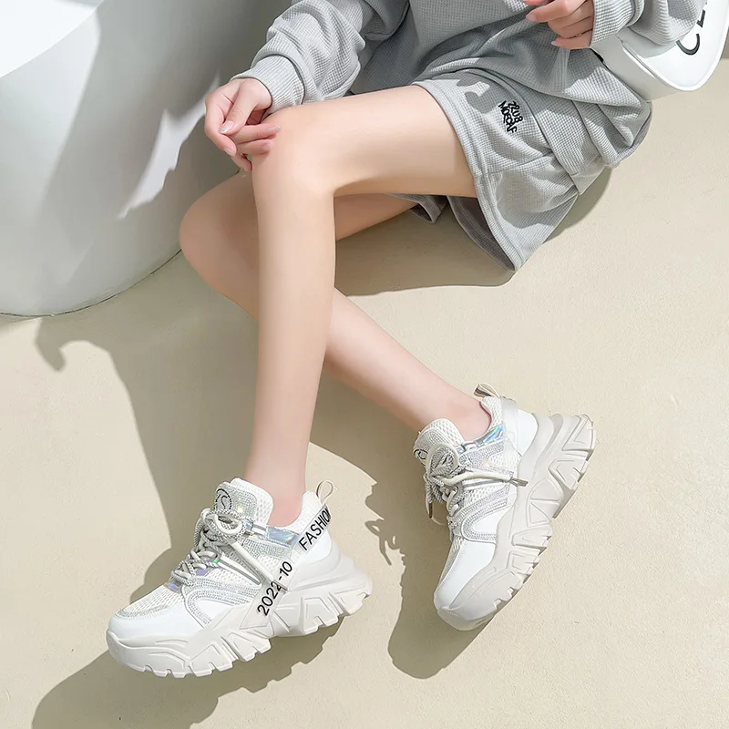 Autuspin Height Increaed Mesh Sneakers Women Fashion Chunky Wedge Casual Shoes Winter Autumn Females Women Platform Sneaker New
