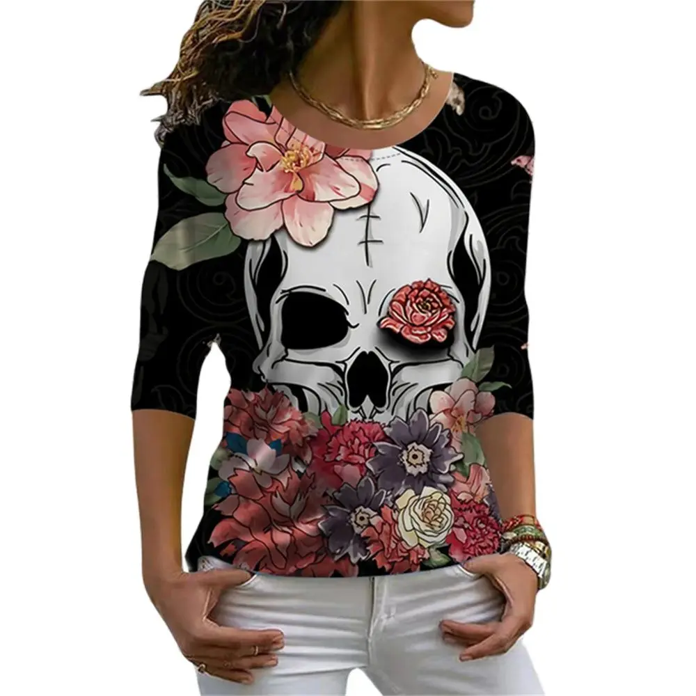 

Женская футболка с контрастными градиентными полосками, Повседневная модная весенне-осенняя футболка с длинным рукавом и круглым вырезом и цифровым 3D-принтом