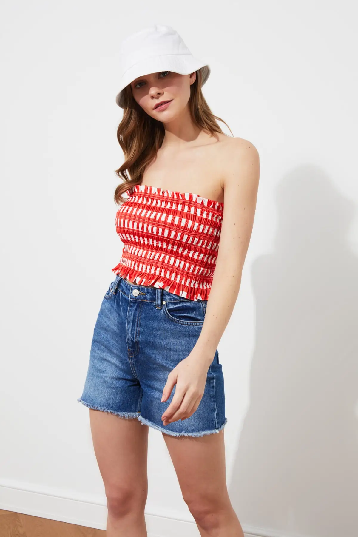 

Trendyol Gingham Gipeli Knitted Blouse TWOSS21BZ1783