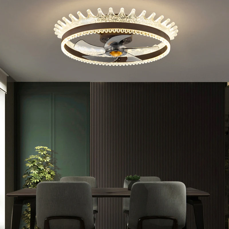 

Led Art Chandelier Pendant Lamp Ceiling Fan With Light Modern without blades bedroom remote control dining room