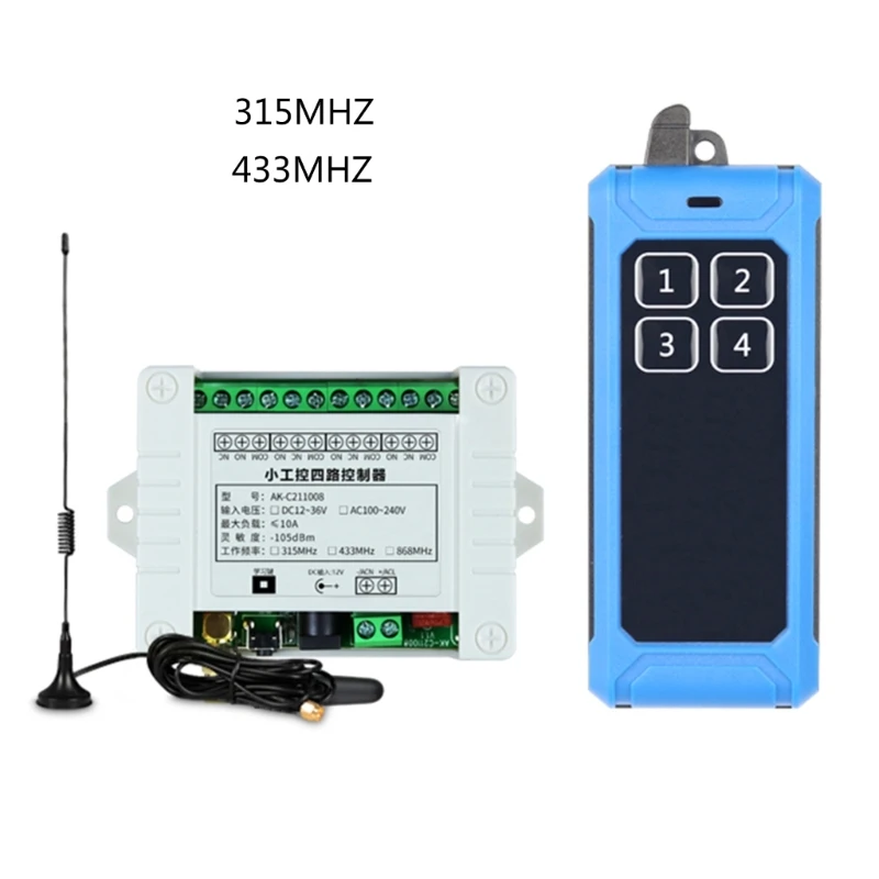 

M2EC Wireless Remote Control Switch 85V-260V Relay 4CH Receiver ＆ 4button Transmitter