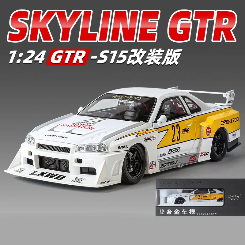 1:24 Nissan GTR R34 Skyline Рождественский модифицированный автомобиль из сплава модель