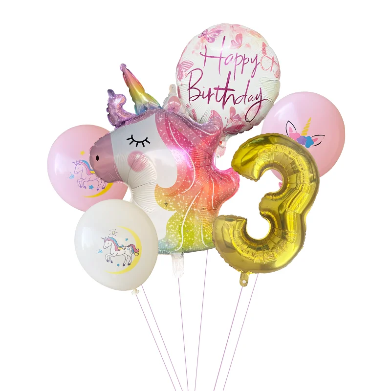 6 шт./компл. украшение для детского дня рождения с единорогом из алюминиевой