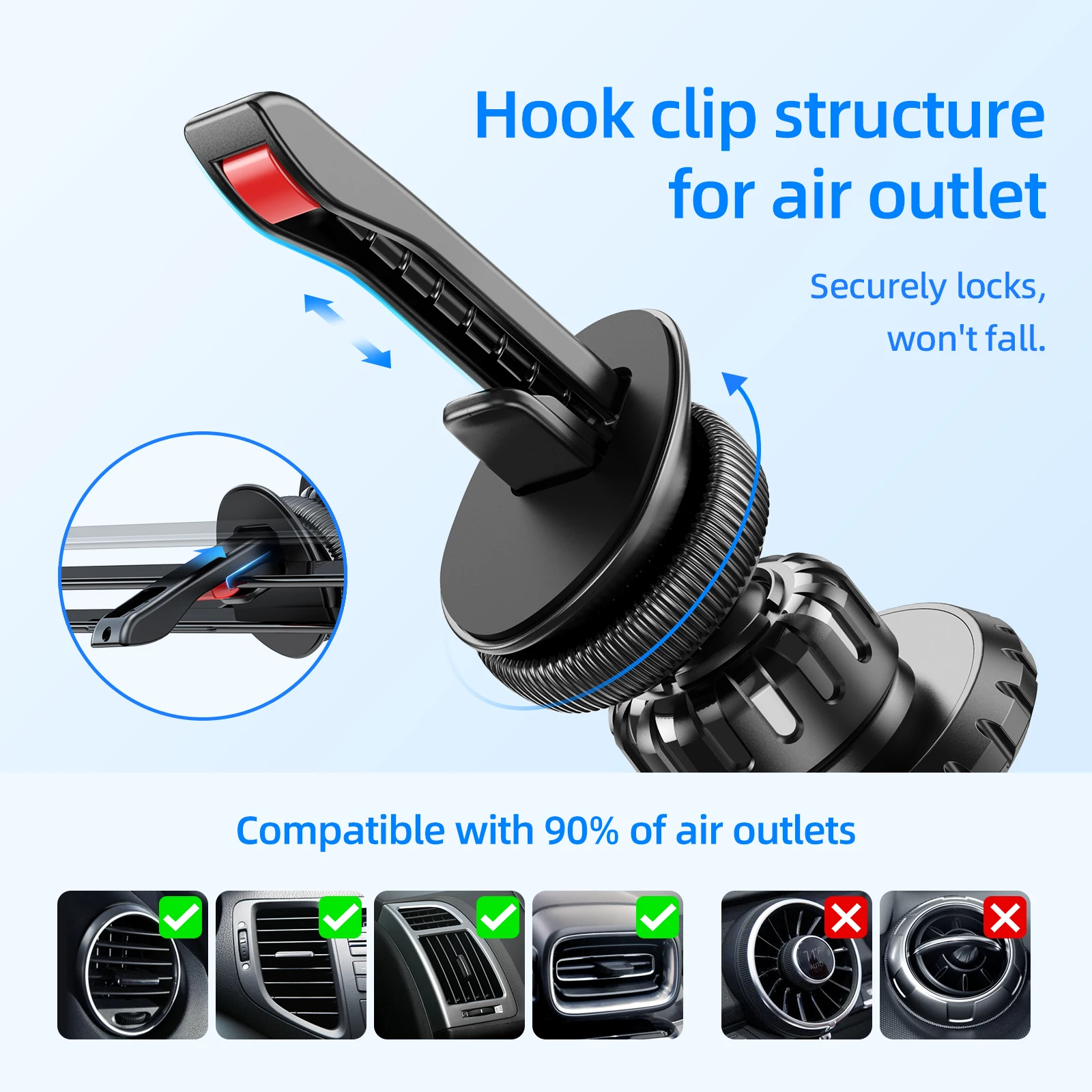 hoco magnetic air vent phone holder in car for iphone 13 12 11 magnet mount sucker car mobile phone stand for xiaomi samsung free global shipping