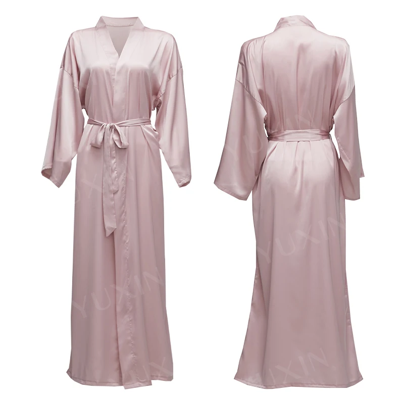 Silk Robes Bridesmaid Robes Bride Robe Women Wedding Long Robe Bathrobe White Robe Satin Robe Chiffon Satin Black Robe