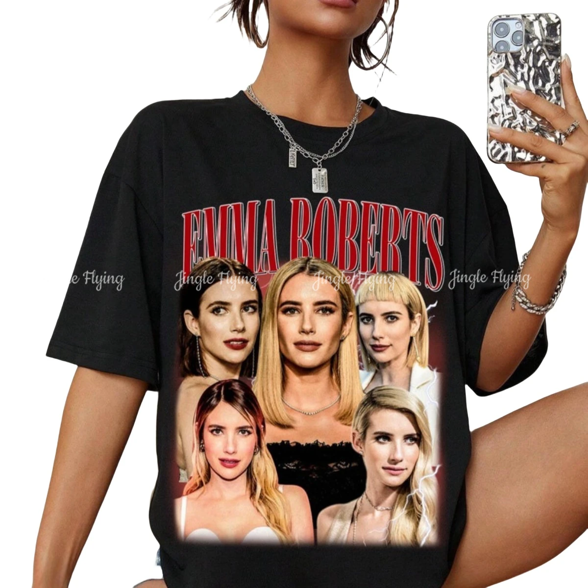 Винтажная футболка Emma Roberts рубашка в подарок для женщин и мужчин унисекс