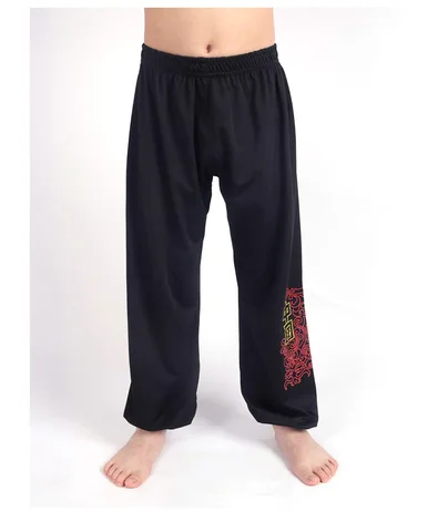 Штаны кунг-фу, одежда для тай-чи в стиле крыла, штаны для йоги, мужские свободные штаны для занятий боевыми искусствами, черные штаны