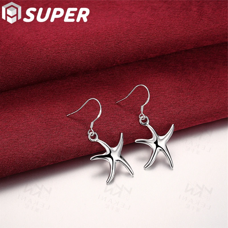 

925 Sterling Silver Starfish Drop Earrings For Woman Wedding Engagement Fashion Charm Party Jewelry