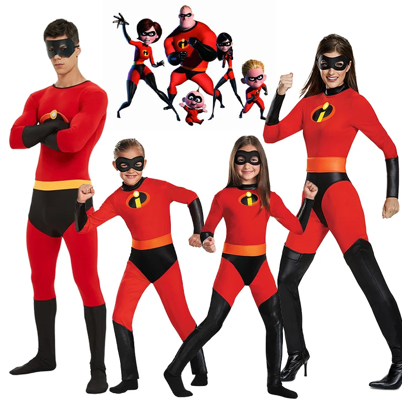 The Incredibles Costume Jack Parr Cosplay Jumpsuit Incredibles Bob Parr Cosplay Adult Kid Bodysuit Mask Suit Halloween Cost Easy