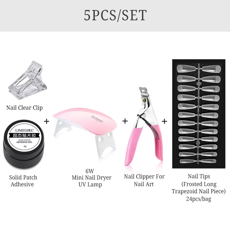 

Limegirl New Solid Nail Tips Gel Polish Set Transparent Soak Off UV LED Extension Nail Art Gel stick tools Varnish Glitter Gel