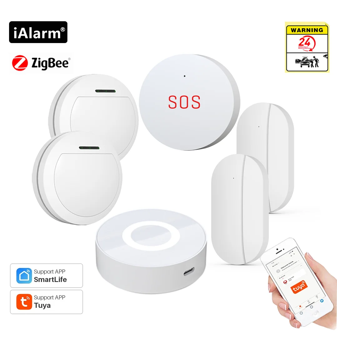 

Система сигнализации iAlarm, шлюз Zigbee Tuya, кнопка аварийной сигнализации, датчик окон и дверей, инфракрасный детектор, комплекты защиты