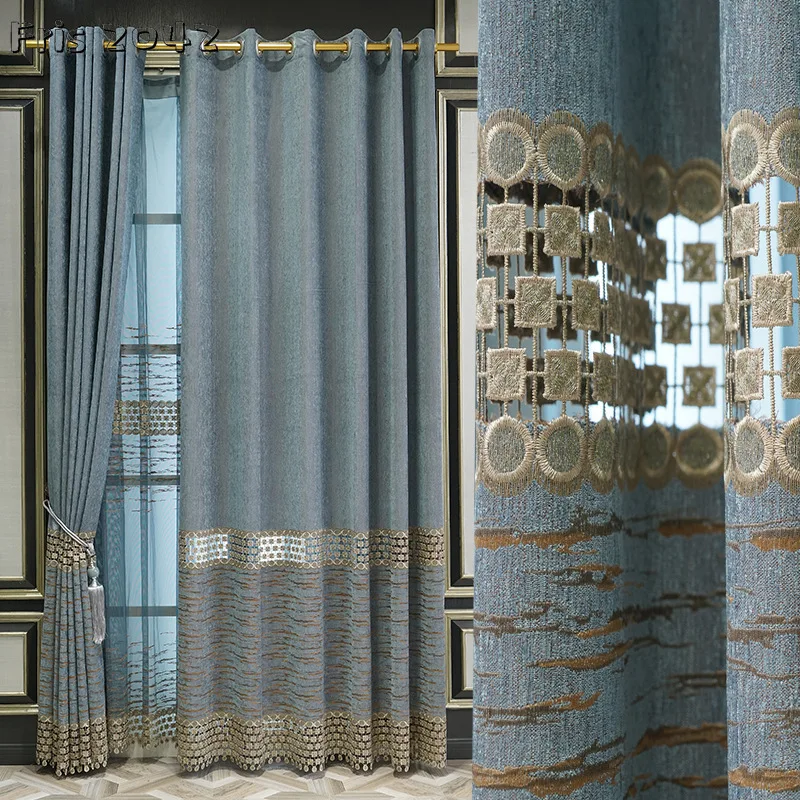 Chenille Gestickte Vorhänge Wasser-löslich Hohl Europäischen-stil Blackout Vorhänge für Wohnzimmer