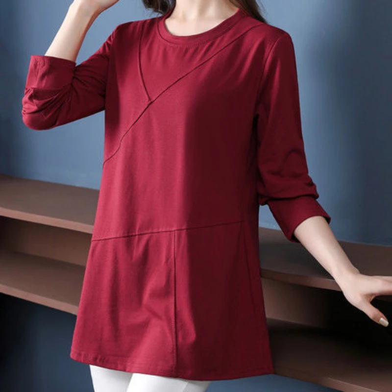 

Women Solid Color Tops T-shirt 2022 Spring Female Long Sleeve O-neck Bottoming Shirt Ladies Casual Soft High Quality Shirt G258