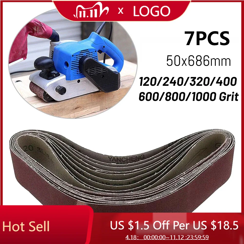 7pcs Reddish Brown Sanding Belt Detailing Tool Parts Supplies 50x686mm Abrasive