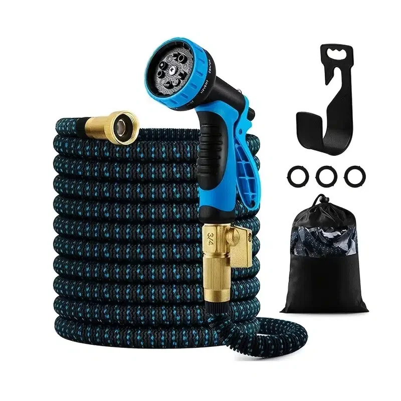 

Расширяемый шланг для полива, шланг для воды с 10 функциональными насадками и прочным 3-слойным латексом, шланг для воды с твердыми фитингами