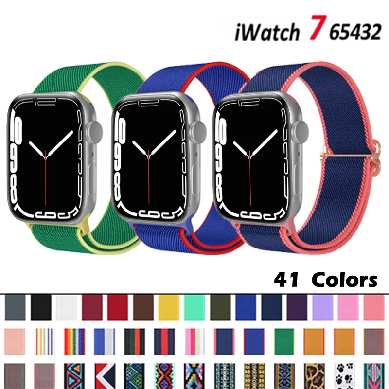 

Strap For Apple watch band 40mm 44mm 45mm 41mm 38mm 42mm Elastic Nylon solo Loop bracelet iWatch serie 3 4 5 6 se 7 HOT!