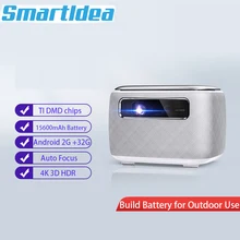 Smartldea V8 Battery 1080p 4K 3D projector Home Theater Smart Android Full HD Video Wireless Game Portable DLP LED Projector