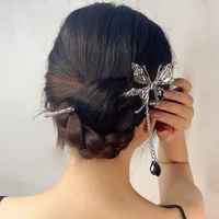 fashion vintage metal liquid butterfly hair stick for women hair fork hair chopsticks hairpin woman tiara accessories ornament