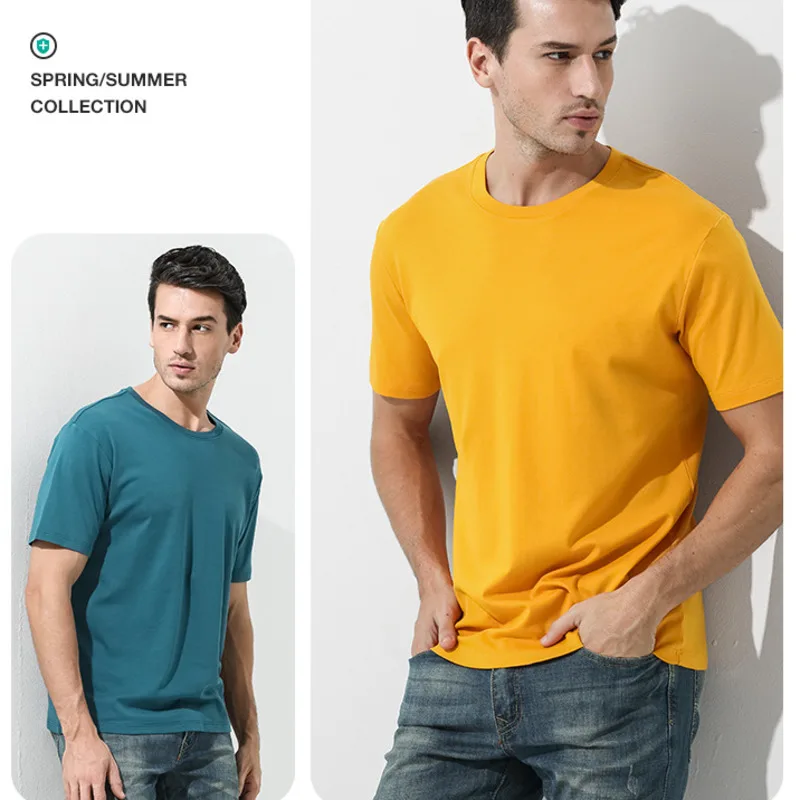Мужская хлопковая футболка с коротким рукавом круглым вырезом |