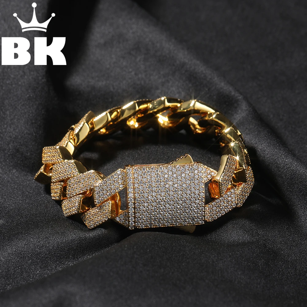 THE BLING KING 19 мм Зубец Майами Кубинские браслеты-цепочки для мужчин Micro Paved 4 ряда