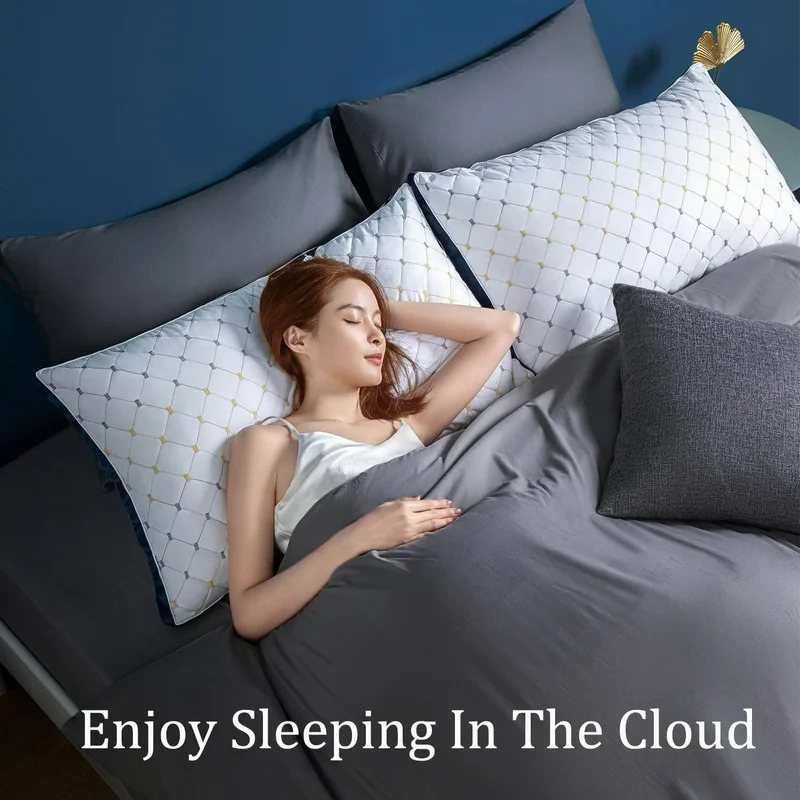

100% Breathable Cotton Cover Sleeping Pillow, Premium Hotel Bed Pillow, Down Alternative Pillow for Side Back and Belly Sleeping