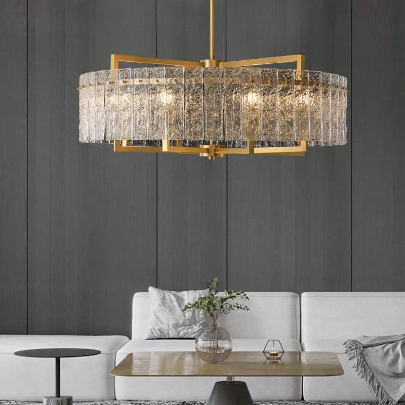 

LED Art Chandelier Pendant Lamp Light Modern Copper Luxury Dining Living Villa Bedroom Hanging Simple Home Deco Round Fixtures