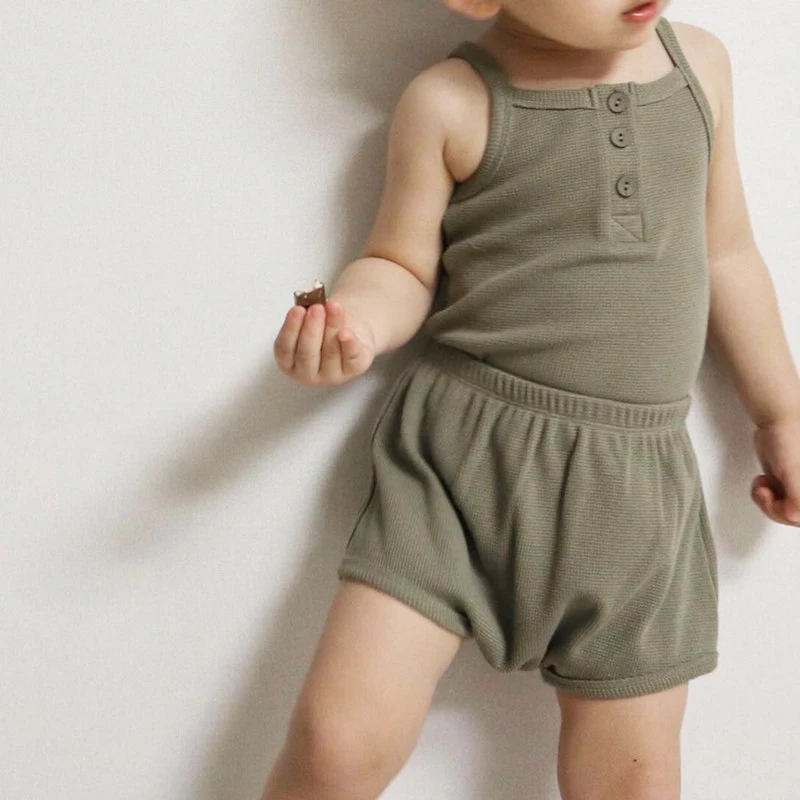 

2Piece Summer Baby Girls Outfit Sets Korean Cute Cotton Sleeveless T-shirt+Shorts Boutique Kids Clothing Toddler Clothes BC2266
