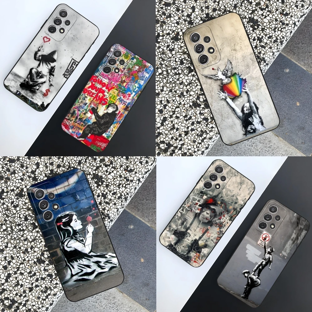 Чехол для телефона с граффити Бэнкси Sumsung Galaxy S24 S23 S22 S21 S20 A24 A34 A54 A53 N20 M54 Fe Plus