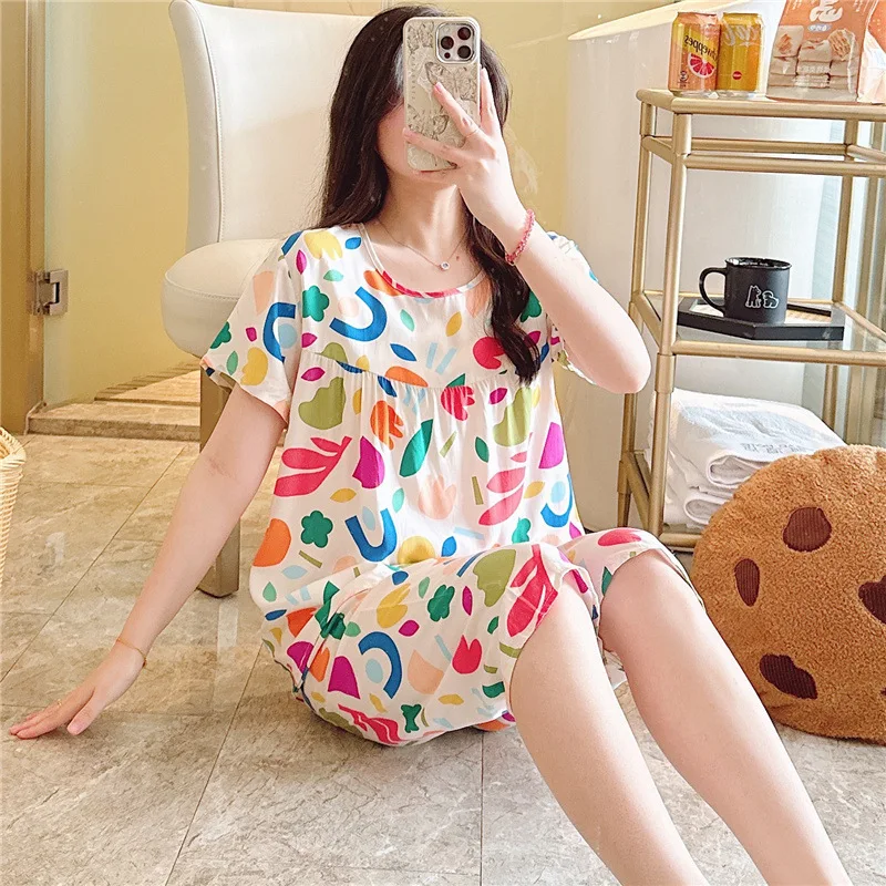 Женские атласные пижамные комплекты с коротким рукавом и цветочным принтом