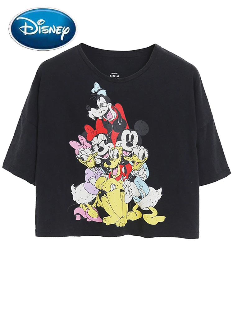 

Disney T-Shirt Fashion Mickey Mouse Daisy Donald Duck Goofy Pluto Cartoon Print Harajuku Women O-Neck Short Sleeve Short Tee Top