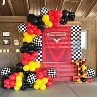 108pcs racing car balloons garland kit yellow black red balloon checkered foil ballon for baby shower birthday party decorations