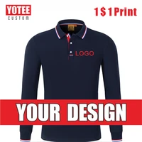 yotee new fashion long sleeved polo shirt logo custom embroidery printing loose business lapel mens long sleeved polo shirt