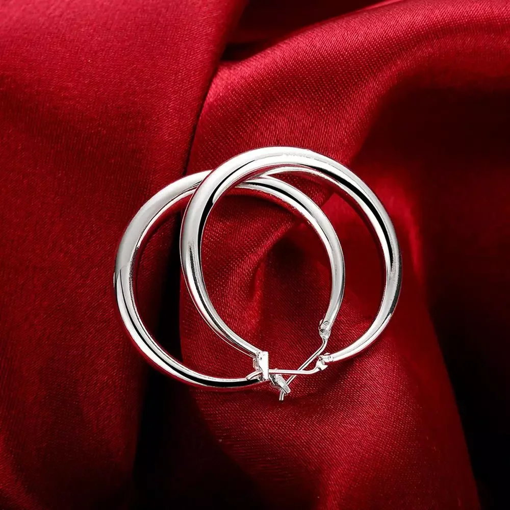 

Big Circle Round Hoop Earring For Women 925 Stamp Silver Color Unusual Earrings 2022 Trend Christmas Party Wedding Jewelry