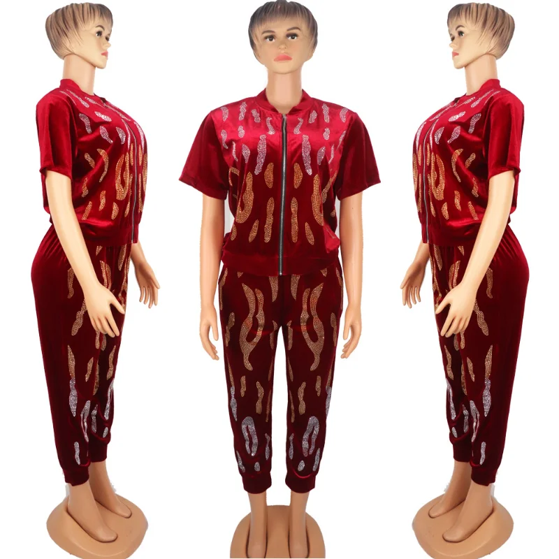 Velvet African Women's Clothing 2023 Spring Autumn Winter Africa Clothing Muslim 2 Piece Set High Quality Fashionable Women