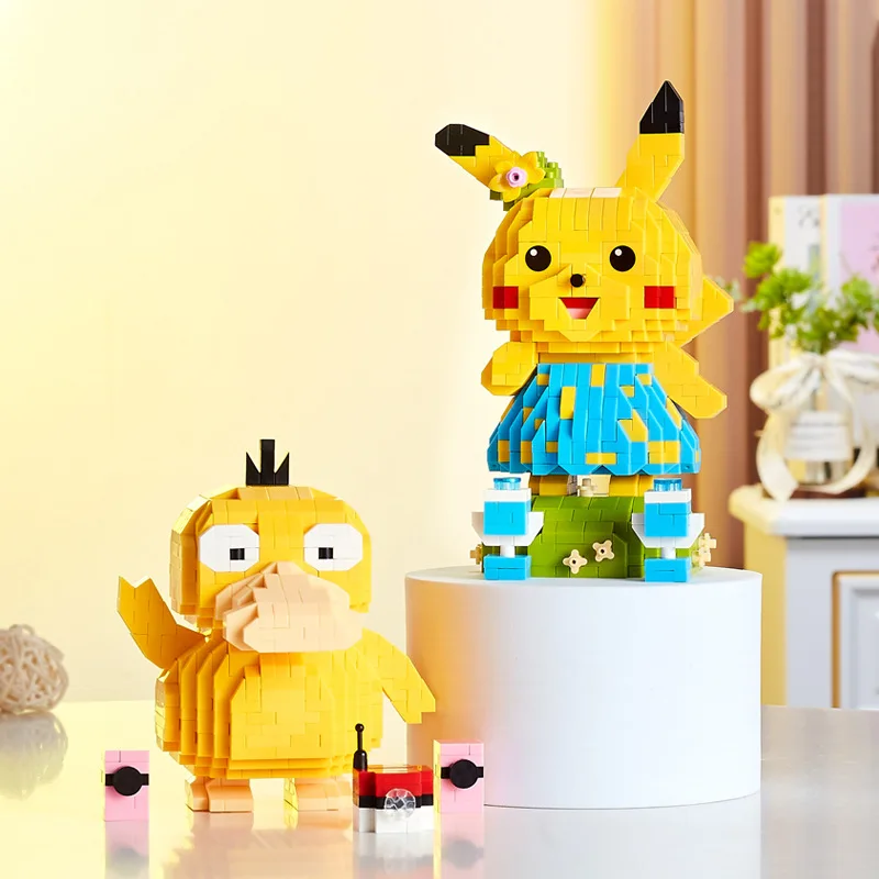 Микро строительные блоки Kawaii Pokemon Pikachu танцевальная музыка Psyduck сборная 3D модель