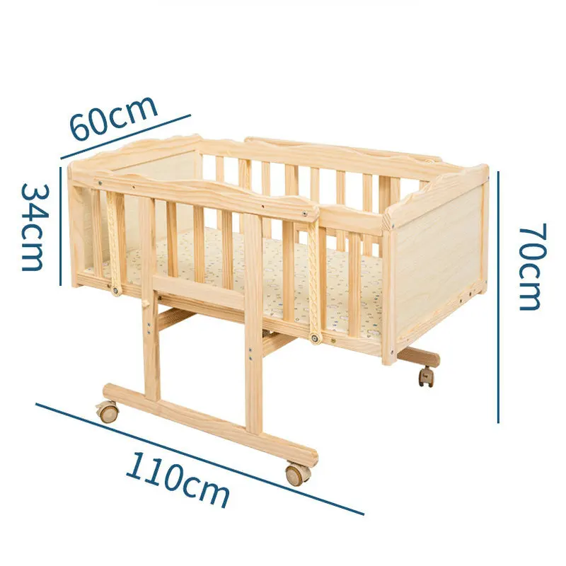 Swing Left And Right Intelligent Electric Crib, Solid Wood Unpainted Newborn BB Bed Shaker