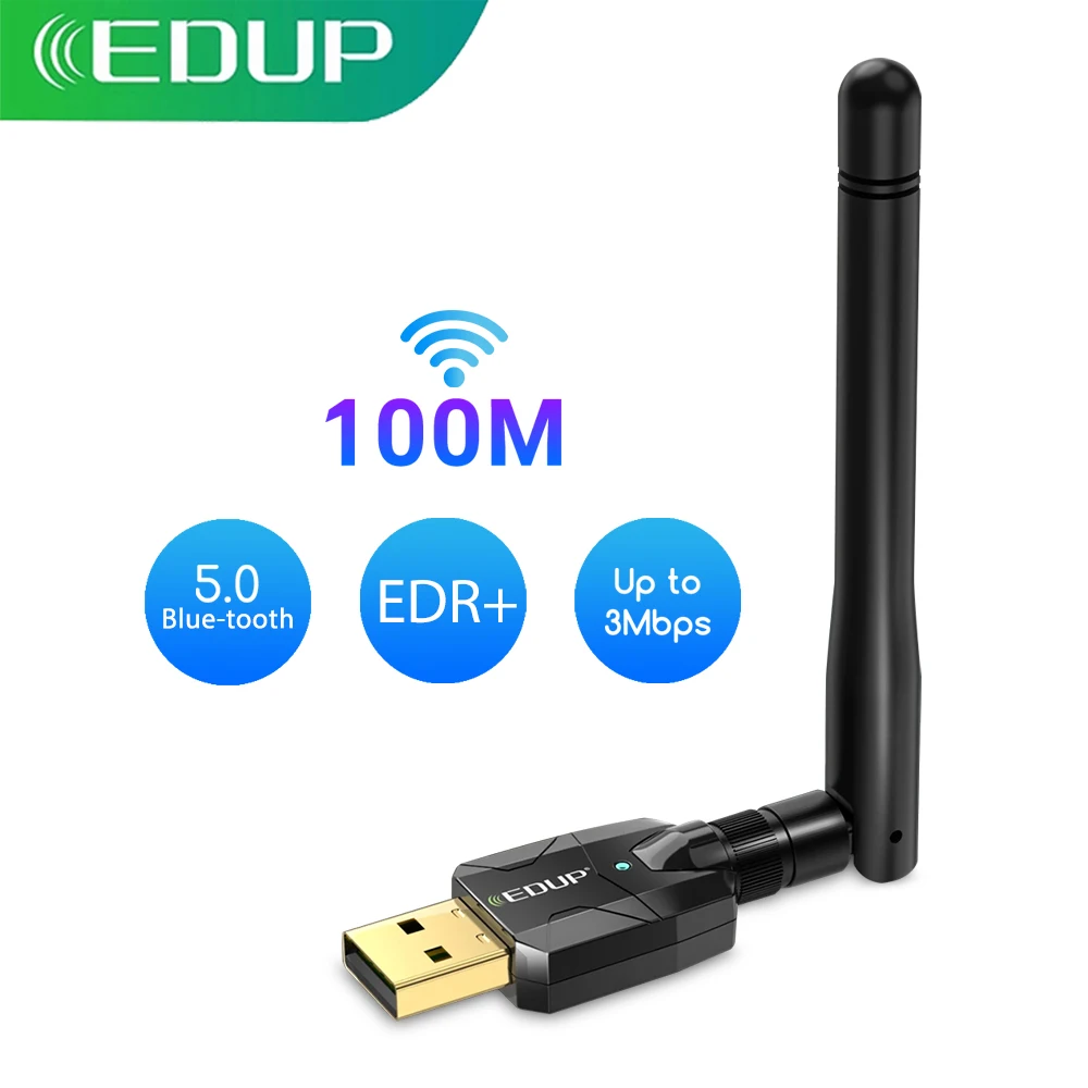 EDUP Bluetooth Adapter USB Bluetooth5.0 Adapter 100M Long Range Bluetooth Dongle EDR Wireless Receiver Transfer For PC&Desktop