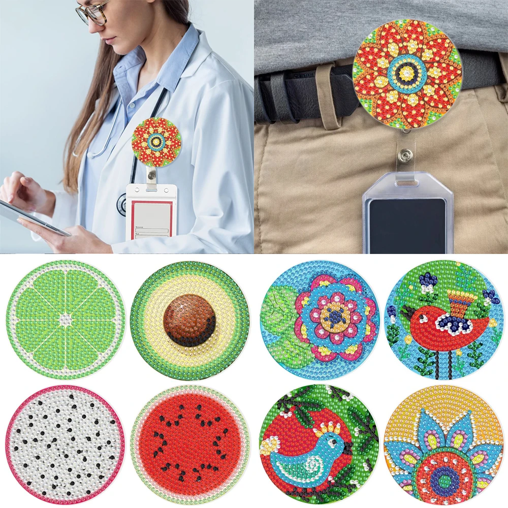 

4Pcs set Handmade Holiday Greetings Postcard DIY Christmas Badge Gift 5D Diamond Drawing Brooch Art Handmade Gifts for Friends