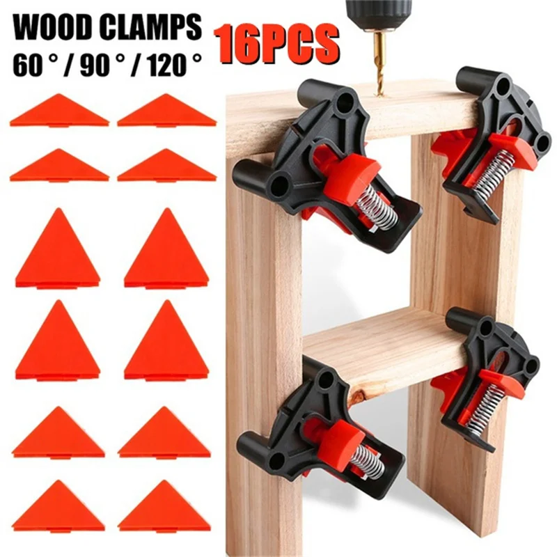 

16PCS Clamp Set 60/90/120 Degrees Corner Clamp Wood Angle Clamps Woodworking Frame Clamp Corner Holder Woodworking Hand Tool