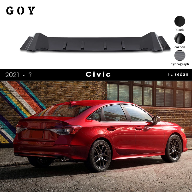 TypeR стиль ABS пластик глянцевый черный задний спойлер на крышу для Honda Civic 11th MK11 4-дверный FE Sedan 2021 - ?