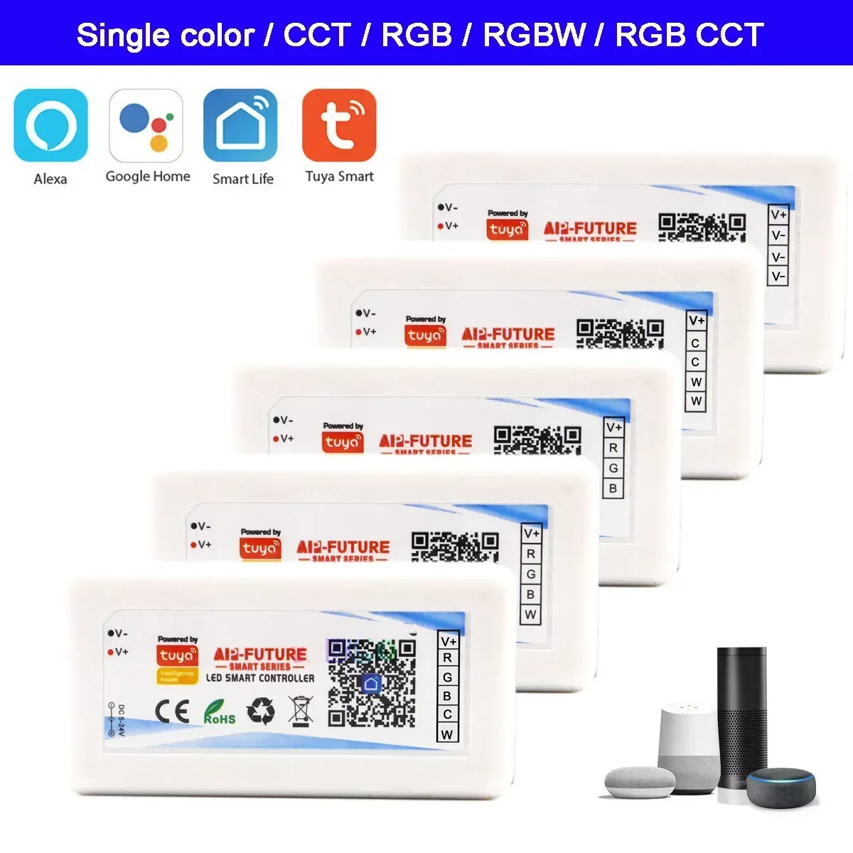 Умный контроллер Wi-Fi Tuya Alexa Google Home Voice DC5-24V одноцветный диммер CCT RGB RGBW RGBCCT 5 в 1