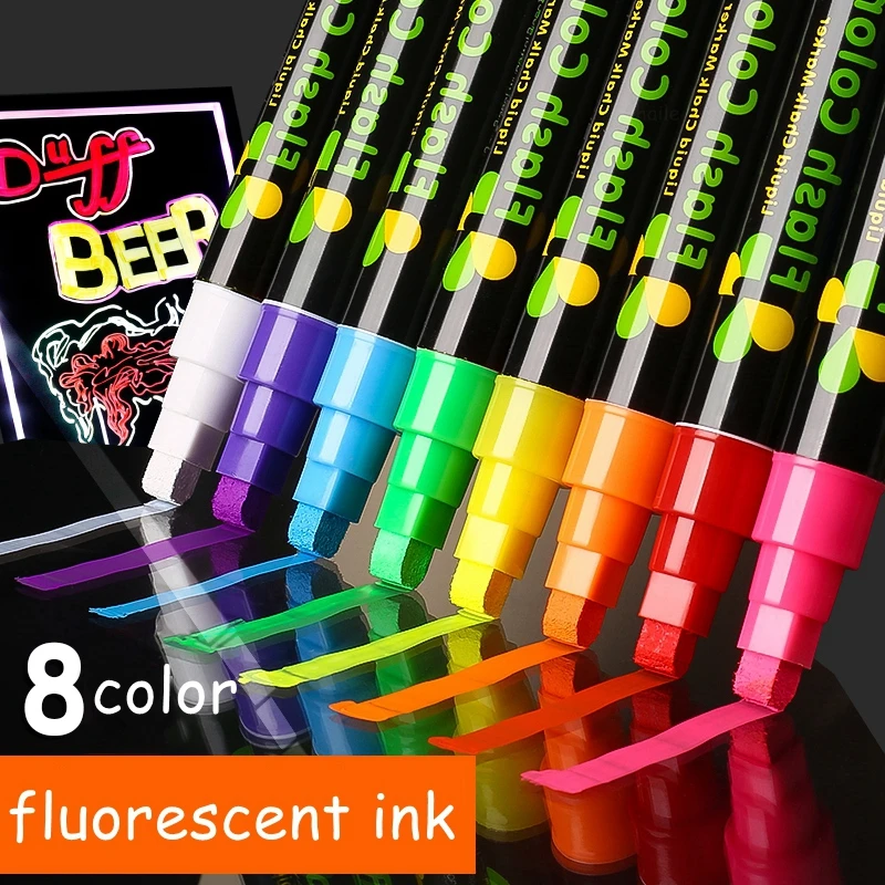 Haile-rotulador fluorescente borrable de tiza líquida, 8 colores, 3x6mm, para pizarra publicitaria LED, grafiti