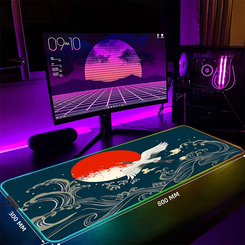 

Crane RGB Gaming Mousepads Desk Pad Keyboard Mat LED Gamer Mousepad XXL Mouse Pads Luminous Mouse Mats Design