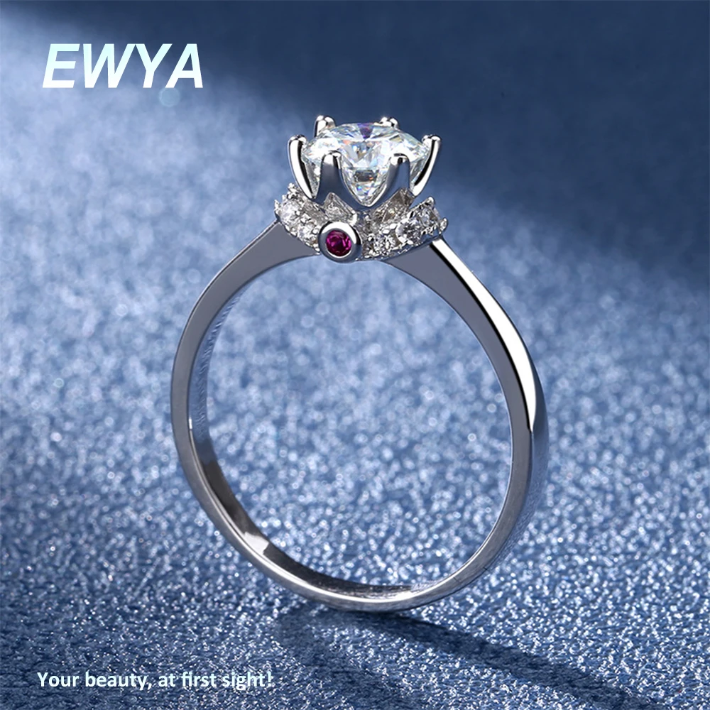 

100% S925 Sterling Silver D Color 0.5/1 Carat Moissanite Diamond Ring Queen's Women's Rings Engagement Wedding Band Jewelry Gift