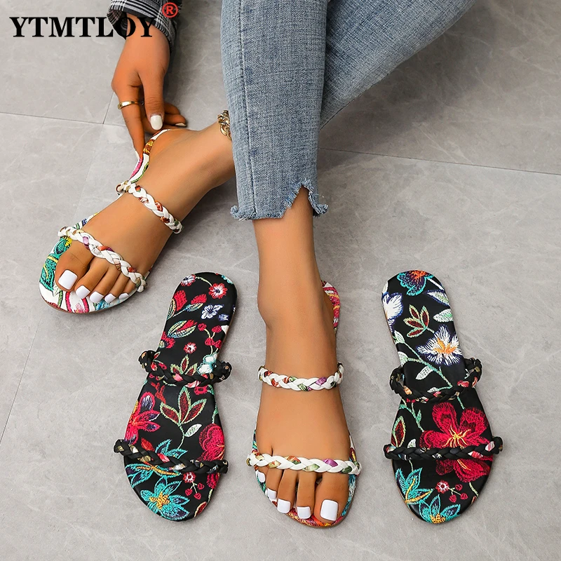 

New Flat Sandels Women's Shell Pearl Sandals Flip Flop Female Shoes Peep Toe Ladies Big Size Slippers Slides Zapatos De Mujer