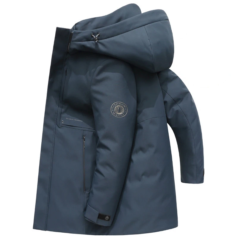 High Quality 90% White Goose Down Down Jacket Medium and Long Removable Cap Thickened and Warm Outdoor Down Jacket for Men