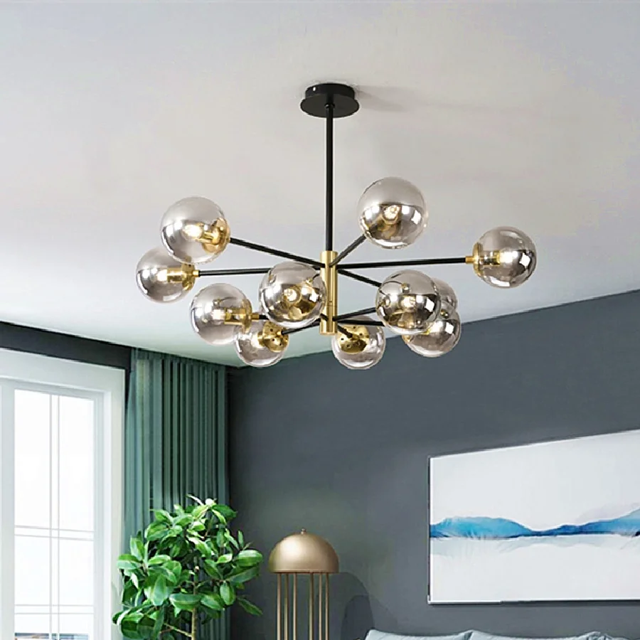 

Женская винтажная люстра E27, круглая стеклянная лампа в форме шара, лампа для украшения гостиной, спальни, кухни, ветки дерева